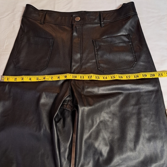 Zara Faux Leather Marine Wide Leg Black Pants - Picture 9 of 11